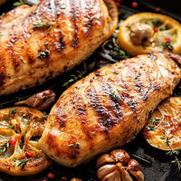 pasture raised chicken breasts, boneless, skinless, and grilled to perfection