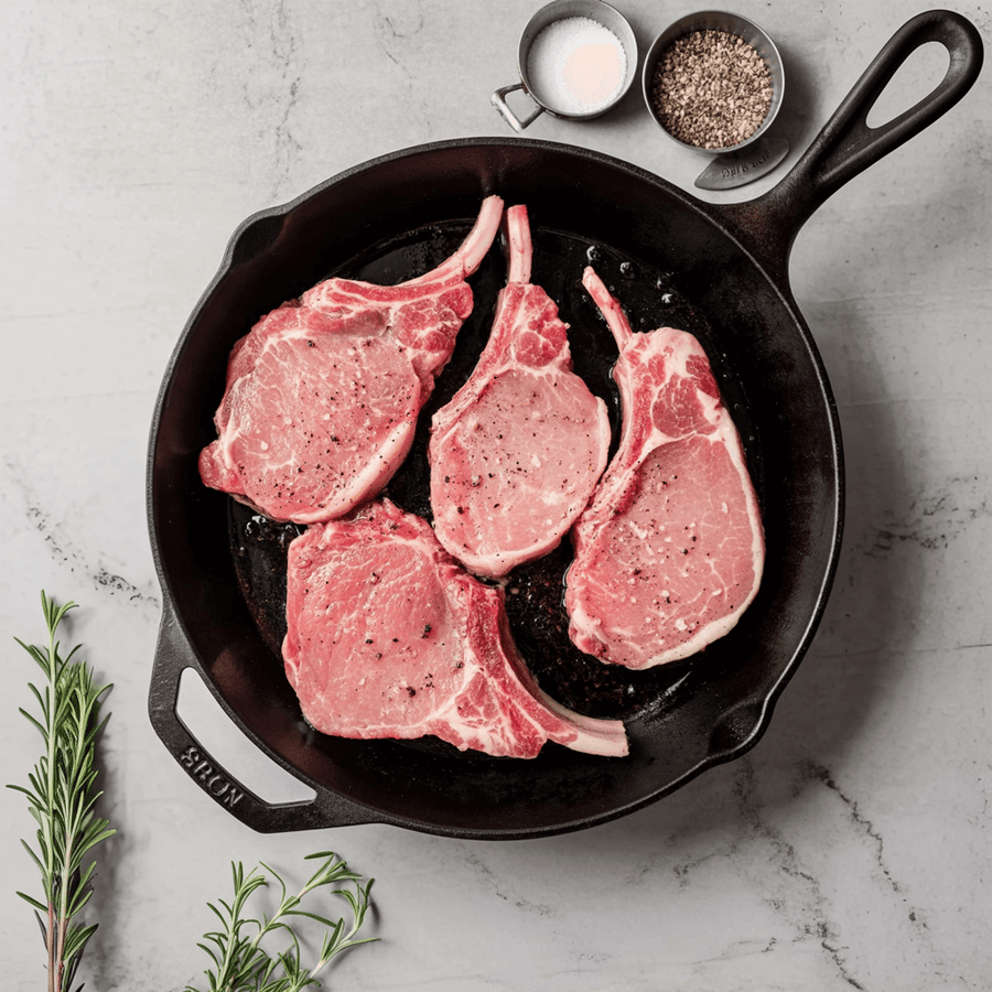 Tomahawk Pork Chop – Frenched Bone-In Rib Chop